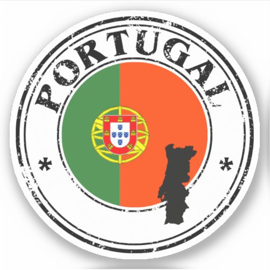 Portugal Seal Sticker Ronde Vlag voor Laptop Boek. (Voorkant)