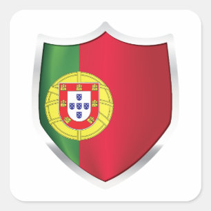 Portugal Silver Shield Flag Vierkante Sticker