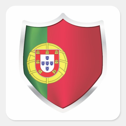 Portugal Silver Shield Flag Vierkante Sticker (Voorkant)