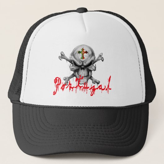 Portugal Skull Trucker Hat Trucker Pet (Voorkant)