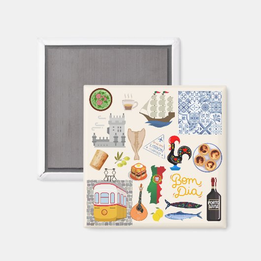 Portugal Symbolen Travel Lovers Magneet (Voorkant / Achterkant)