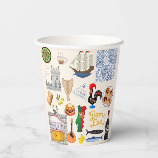 Portugal Symbolen Travel Lovers Papieren Bekers (Achterkant)