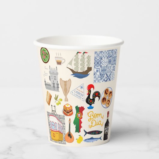 Portugal Symbolen Travel Lovers Papieren Bekers (Voorkant)