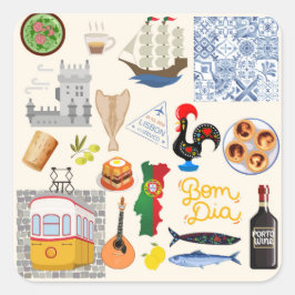 Portugal Symbolen Travel Lovers Vierkante Sticker