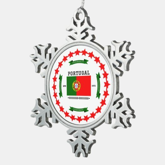Portugal Tin Sneeuwvlok Ornament (Rechts)