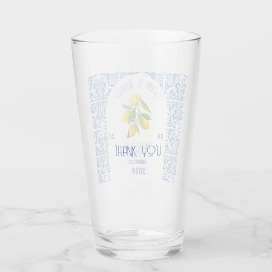 Portugal Trouwglas | Blauwe Tegels en citroenen El Glas (Achterkant)