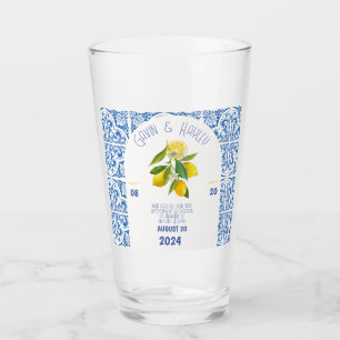 Portugal Trouwglas   Blauwe Tegels en citroenen El Glas