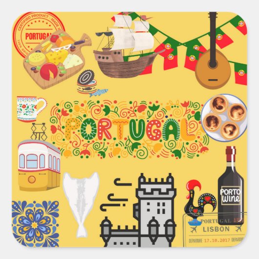 Portugal Vierkante Sticker (Voorkant)