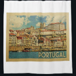 Portugal Vintage Travel Douchegordijn<br><div class="desc">Portugal ontwerpt in Vintage Travel-stijl met een prachtige oceaanscène op Madeira.</div>