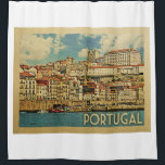 Portugal Vintage Travel Douchegordijn<br><div class="desc">Portugal ontwerpt in Vintage Travel-stijl met een prachtige oceaanscène op Madeira.</div>
