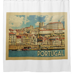 Portugal Vintage Travel Douchegordijn