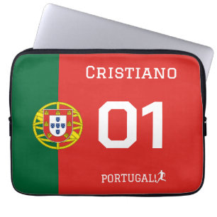 Portugal Vlag Aangepaste Teamnaam & Nummer Laptop Sleeve