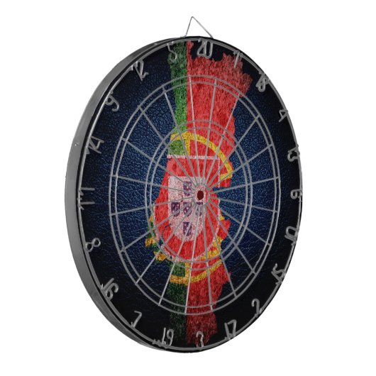 Portugal vlag en kaart dartbord (Voorkant Links)