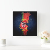 Portugal vlag en kaart vierkante klok (Huis)