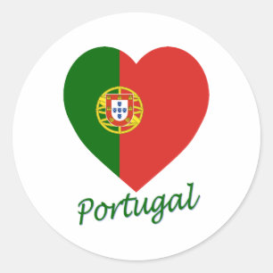 Portugal Vlag Hart Ronde Sticker