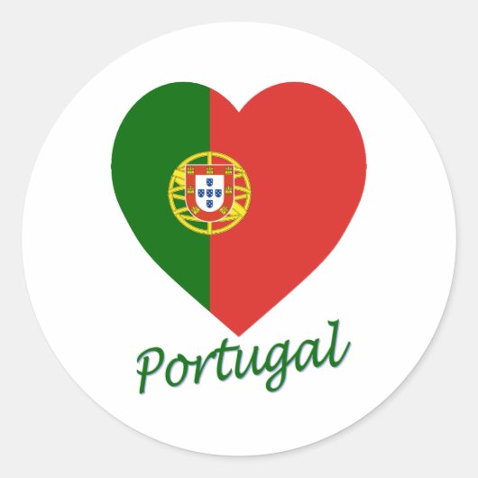 Portugal Vlag Hart Ronde Sticker (Voorkant)