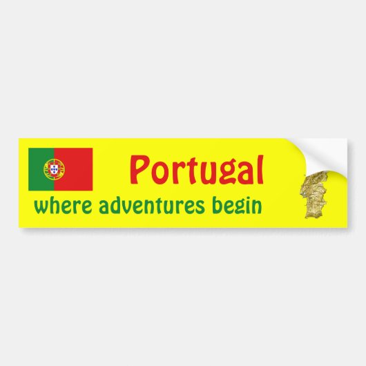 Portugal vlag + Kaart Bumpersticker (Voorkant)