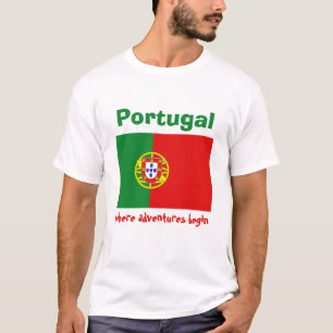Portugal Vlag + Kaart + Tekst T-shirt
