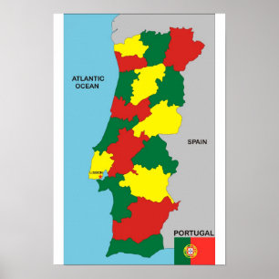 portugal vlag land politieke kaart poster