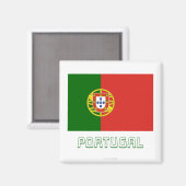 Portugal Vlag met naam Magneet (Voorkant / Achterkant)