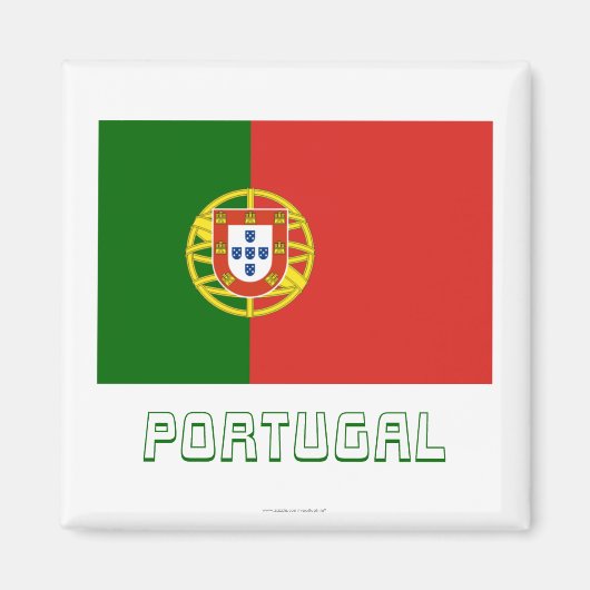 Portugal Vlag met naam Magneet (Voorkant)