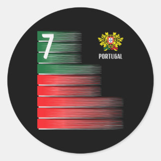 Portugal Vlag Nummer 7 Voetbal Fan Mannen Vrouwen Ronde Sticker