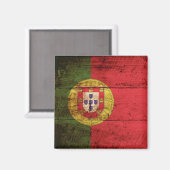 Portugal vlag op oude houten korrels magneet (Voorkant / Achterkant)