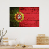 Portugal vlag op oude houten korrels poster (Keuken)