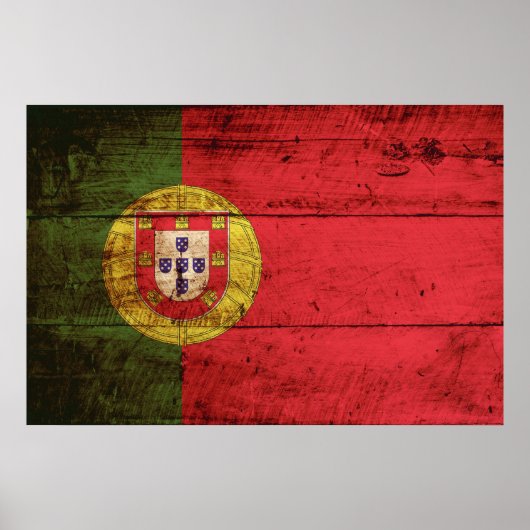 Portugal vlag op oude houten korrels poster (Voorkant)