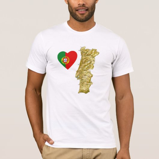 Portugal Vlaggenhart en -kaart T-Shirt (Voorkant)