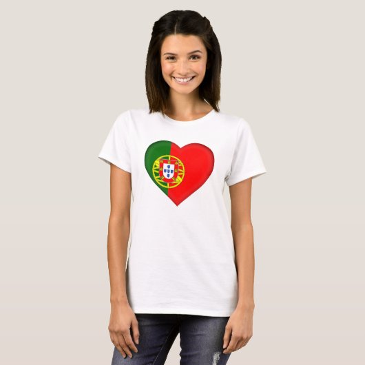 Portugal - Vlaggenhartvorm T-shirt (Voorkant volledig)