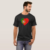 Portugal Vlaggenkleurstoffen Hart T-Shirt (Voorkant volledig)