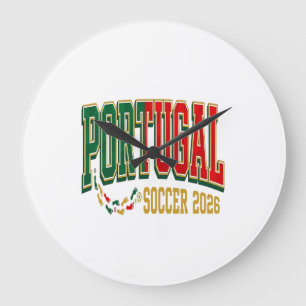 Portugal Voetbal 2026 Voetbal Vet Land Typografie Grote Klok