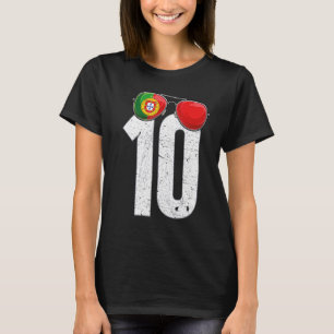 Portugal Voetballer Nummer 10 Portugese vlag T-shirt