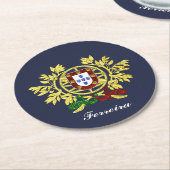 Portugal Wapenmunt Jouw tekst kleur Ronde Kartonnen Onderzetter (Gebogen)
