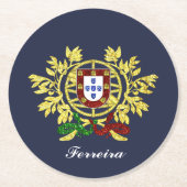 Portugal Wapenmunt Jouw tekst kleur Ronde Kartonnen Onderzetter (Voorkant)