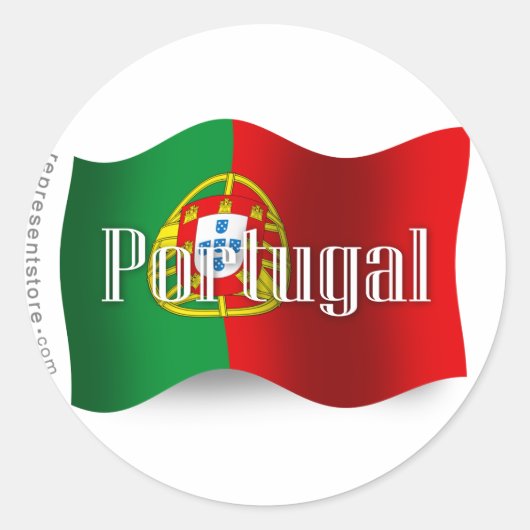 Portugal Waving Flag Ronde Sticker (Voorkant)
