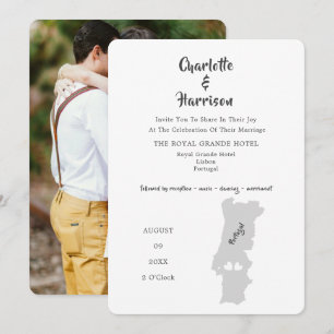 Portugal Wedding Destination Photo Invitation Kaart