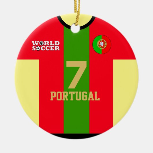 Portugal World Soccer Jersey Ornament (Voorkant)