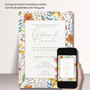 Portuge gebruik   Casamento Flores Azuis Rústicas Kaart