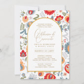 Portuge gebruik | Casamento Flores Vermelha Rústic Kaart (Voorkant)