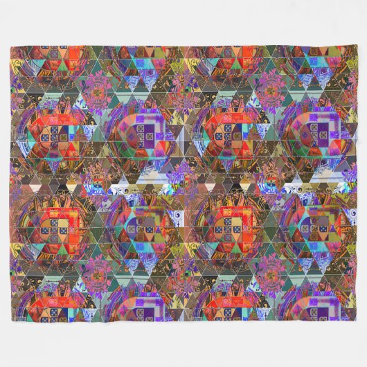 Portugees abstracte volkskunst fleece deken (Voorkant (Horizontaal))