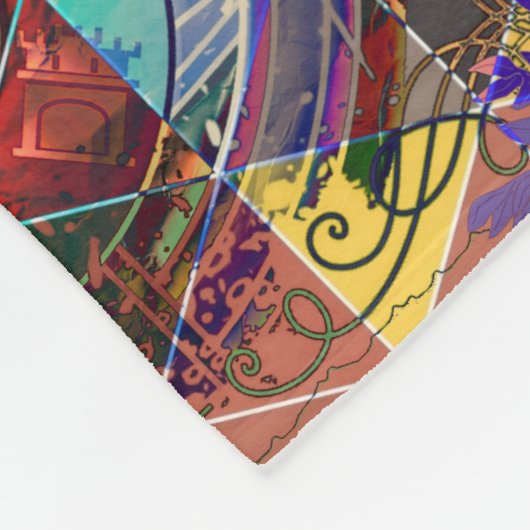 Portugees abstracte volkskunst fleece deken (Hoek)