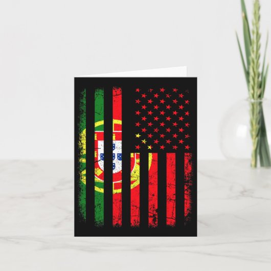 Portugees Amerikaans Vlag Portugal Amerika Pride H Kaart (Voorkant)