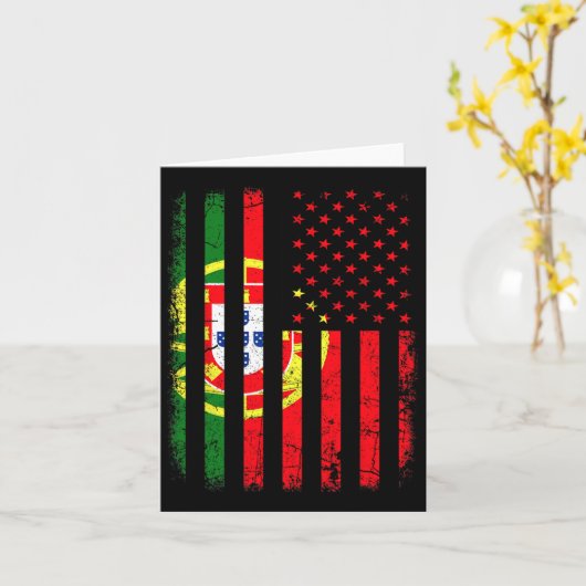 Portugees Amerikaans Vlag Portugal Amerika Pride H Kaart (Gele Bloem)