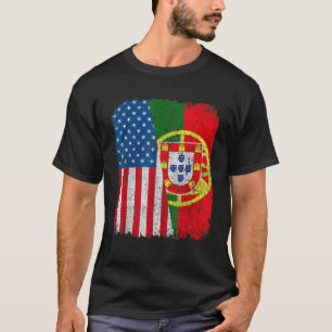 Portugees Amerikaanse vlag Half VS Portugal Root P T-shirt