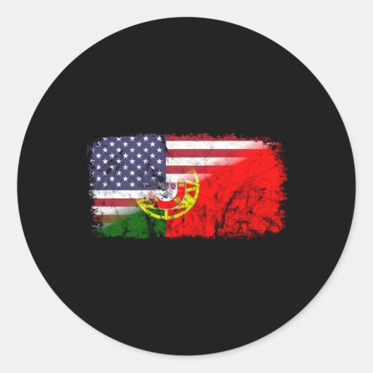 Portugees Amerikaanse vlag VS Luso Amerikaanse vla Ronde Sticker (Voorkant)
