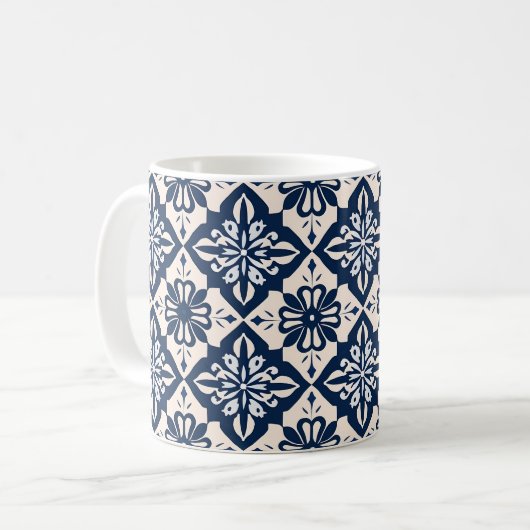 Portugees Azulejo Blauw en Wit Koffiemok (Voorkant links)
