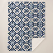 Portugees Azulejo Blauw en Wit Sherpa Deken (Voorkant)