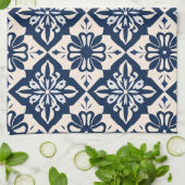 Portugees Azulejo Blauw en Wit Theedoek (Gevouwen)